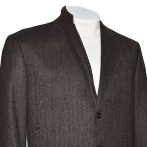 Ermenegildo Zegna Herringbone Brown Blazer Mens Sport Coat Jacket Size 44-L